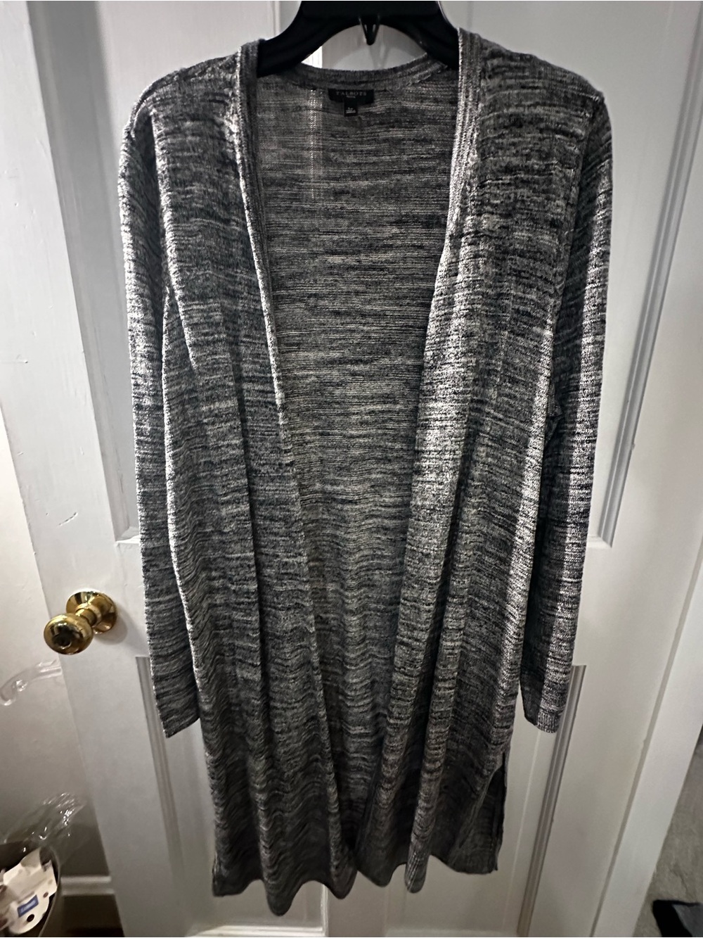 Talbots Gray Open-Front Longline Women's Cardigan Sweater